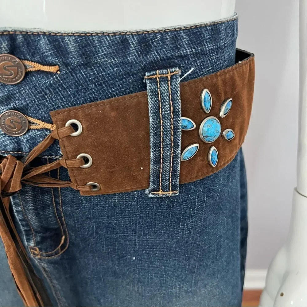 Vintage‎ Y2K Squeeze by Stephen Hardy side slit midi blue jean skirt - 9/10